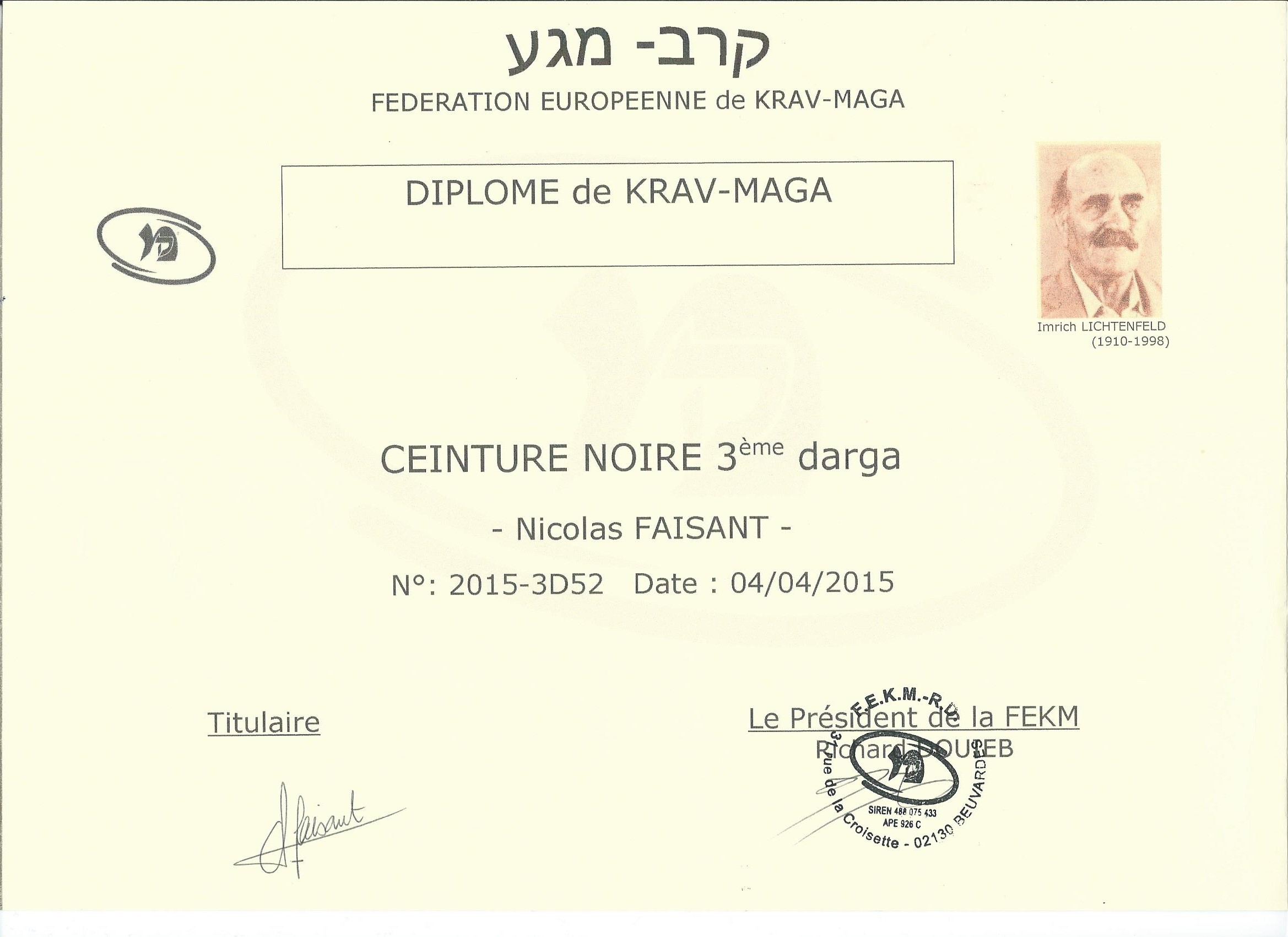 Diplôme Ceinture Noir 3ème Darga