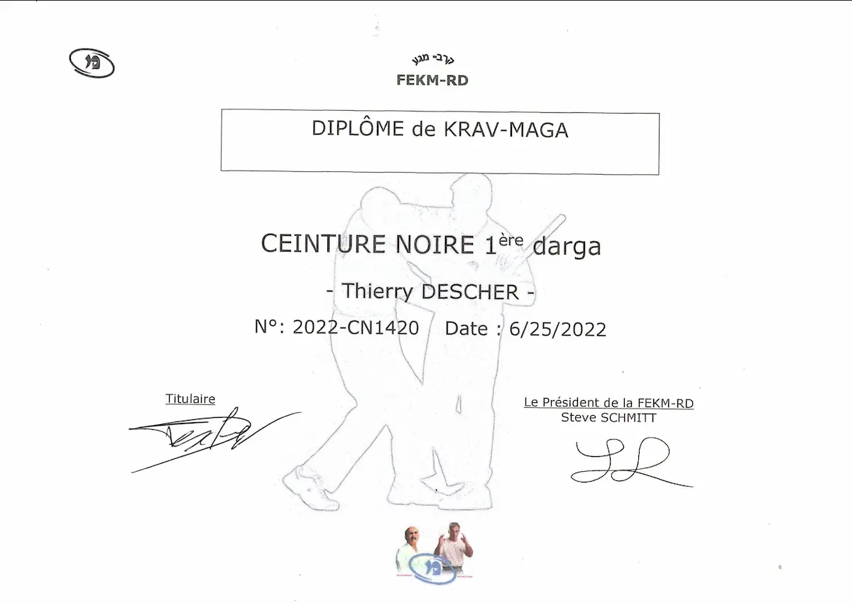 Diplôme de ceinture noire 1ère Darga